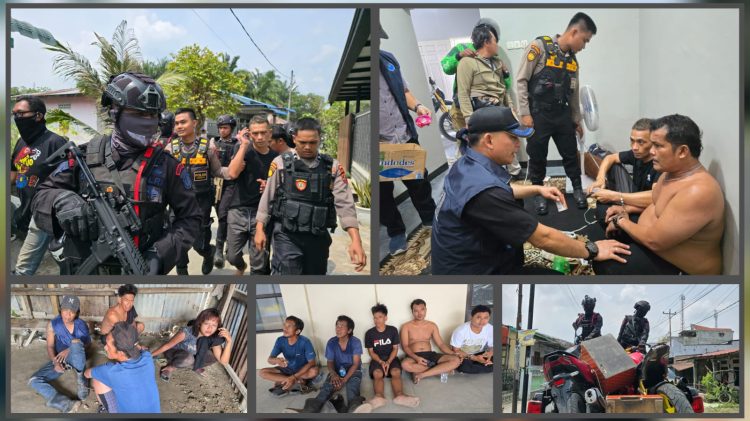 Brimob Polda Sumut dan BNN Provinsi Sumut Bersinergi Gerebek Kampung Narkoba di Percut Sei Tuan, 16 Orang Diamankan 