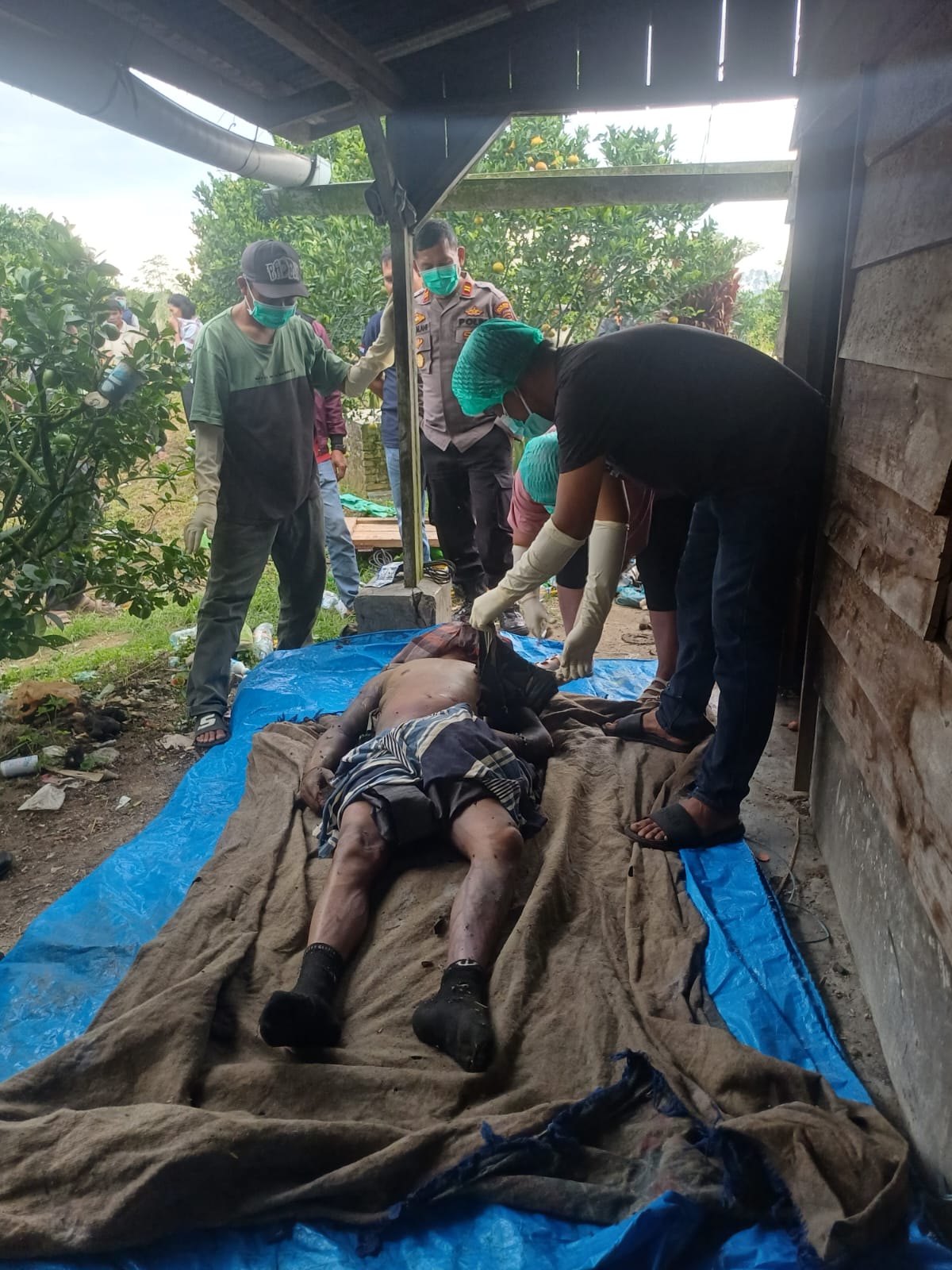 Polsek Purba Bersama Tim Inafis Ungkap Penyebab Kematian Petani di Gubuk Ladang