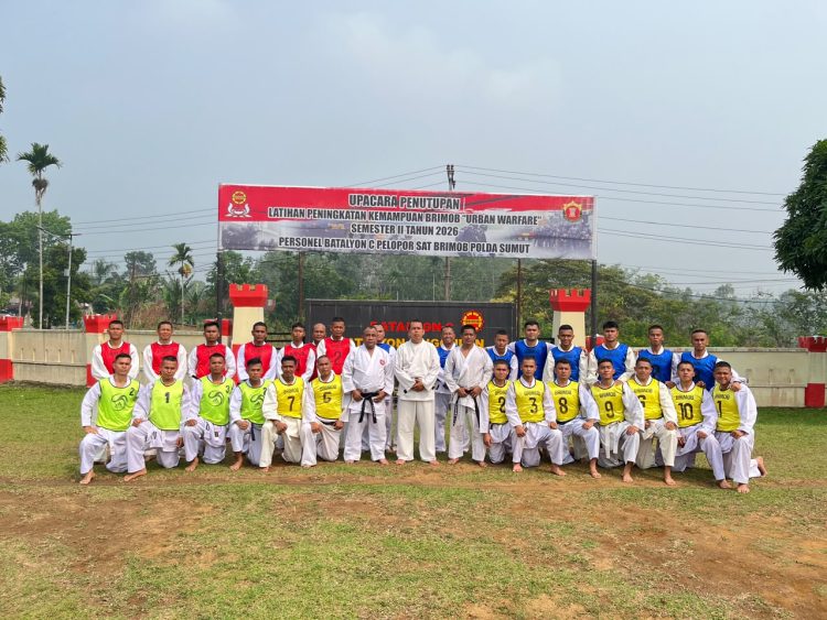 Asah Kemampuan dan Kesiapsiagaan, Brimob Polda Sumut Gelar Ujian Bela Diri Polri Semester II TA 2026