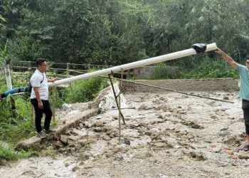 Personil Satreskrim Polres Simalungun saat menemukan penambangan pasir tanpa aktivitas