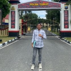 Adi Gunawan Pasaribu, Kabid PTKP HMI Sibolga-Tapteng saat berada di Polda Sumut