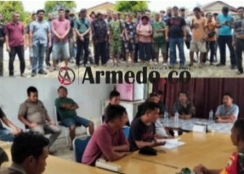 Puluhan masyarakat saat berada di PT Nauli Sawit