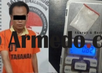 Terduga GW warga Kabupaten Batubara dan barang bukti di Polres Simalungun.(Dok Kodim 0207/Simalungun)