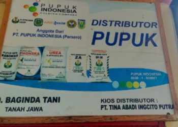 Papan informasi kios binaan distributor Tina Abadi Inggito Putra berkedudukan di Kota Medan