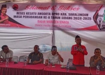 Anggota DPRD Simalungun Maraden Sinaga pasca menggelar reses di Kecamatan Girsang Sipangan Bolon (int)