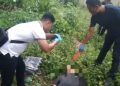 TKP sosok mayat Aiptu (Purn) PGM ditemukan di Jalan samping praktik kusuk lulur Amor Tanjung Pinggir (TP)