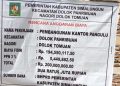 Plang proyek pembangunan kantor Pangulu Nagori Dolok Tomuan, Kecamatan Dolok Panribuan yang tidak mencantumkan OPD penyelenggara kegiatan
