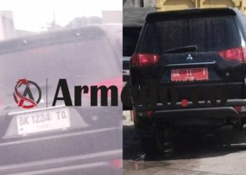 Mobil Mitsubishi Pajero warna hitam yang diduga adalah kendaraan dinas yang sama