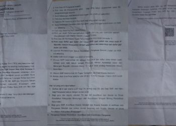 Lembaran surat edaran mantan Kadis Pendidikan Simalungun Sudiahman Sumbayak yang diberikan Porada