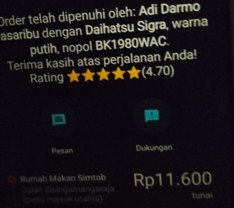 SS orderan aplikasi Maxim (dok penumpang yang tidak sampai ke tujuan)