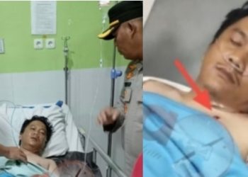 Kapolres Simalungun dan korban yang mengalami luka tembak pada bagian dada di RS Bhayangkara Tebing Tinggi