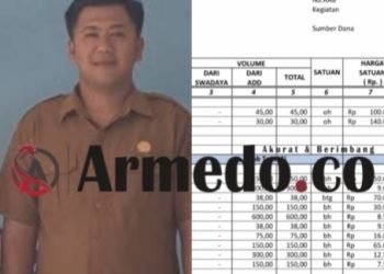 Pangulu Mekar Mulia dan Desaign RAB pasangan meteran air dari Dana Desa tahun 2024