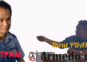 Dirut PDAM Tirta Lihou, Dody Ridowin Mandalahi pasca melabrak satpam