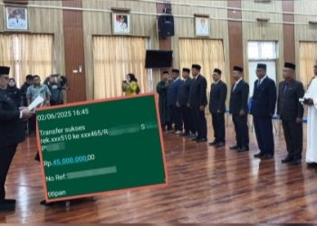 Suasana pelantikan pejabat Pemkab Simalungun dan bukti transper