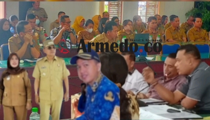 Wakil Ketua DPRD Bonauli Rajagukguk, Bupati Anton, Camat Masrah dan anak kandungnya dengan latar belakang suasana Pansus PPPK