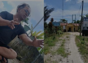 Ketua BUMDes Sinaman Labah Jarunggu Saragih dan Kantor Pangulu Nagori Sinaman Labah