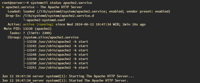 Menyalakan kembali servis apache