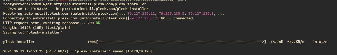 Mengunduh Plesk Installer