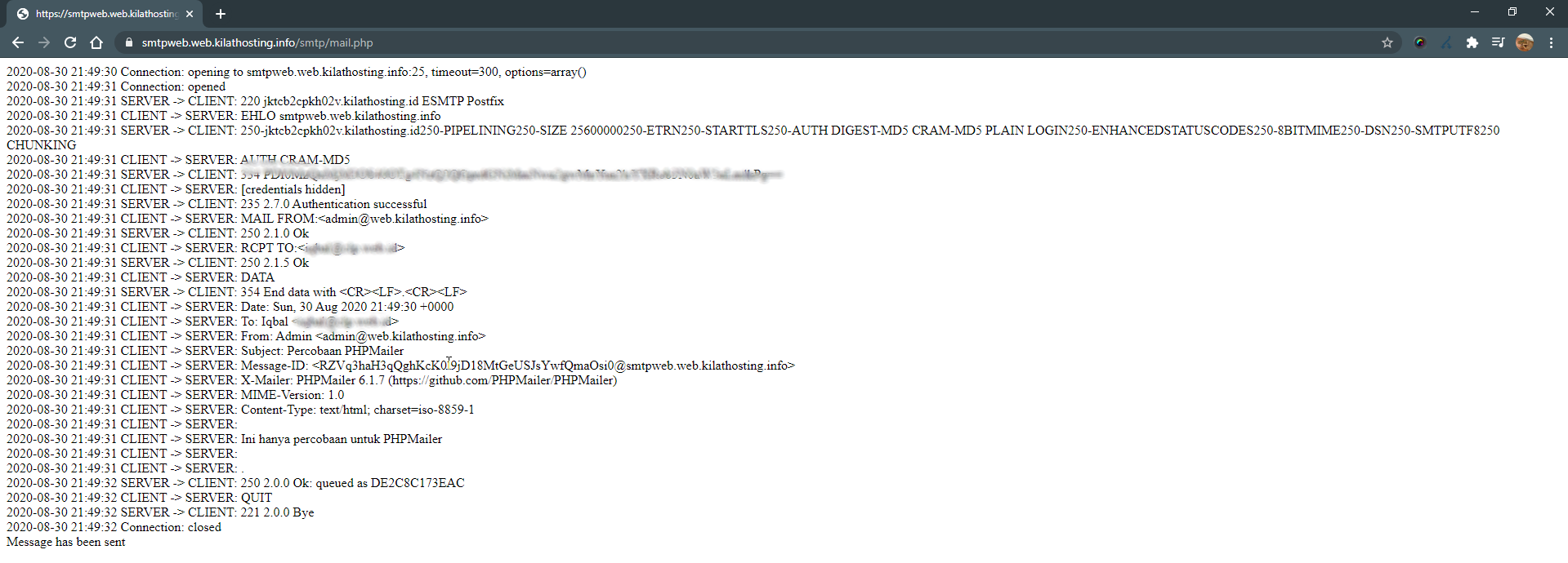 Buka URL file yang sudah dibuat sebelumnya