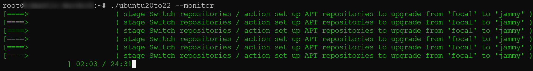 Memonitor proses upgrade