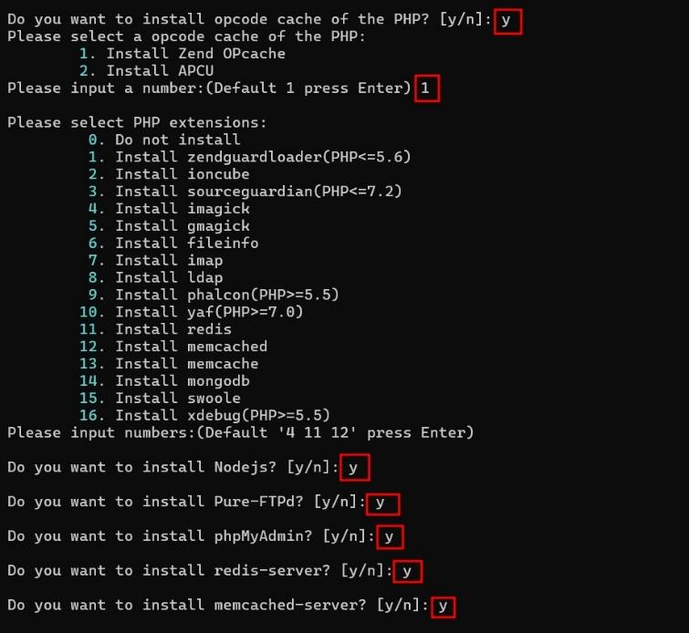 PHP Extensions and Services pada OneinStack