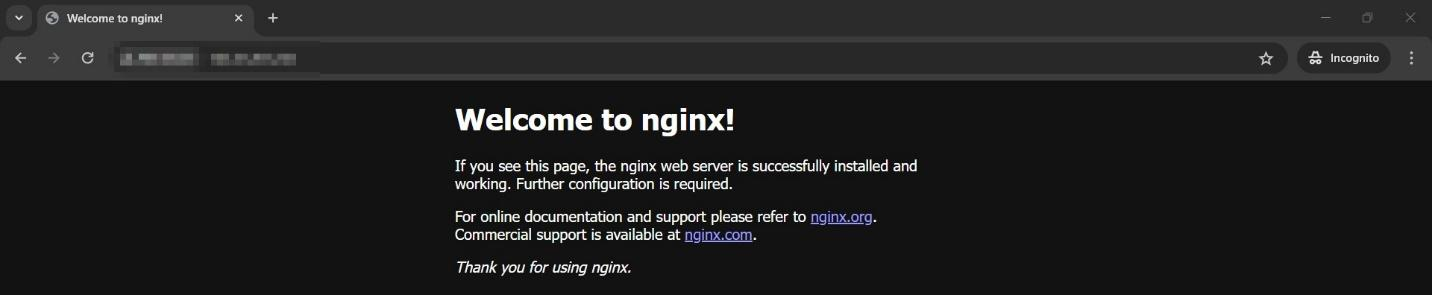 Ini merupakan tampilan Default Halaman Nginx