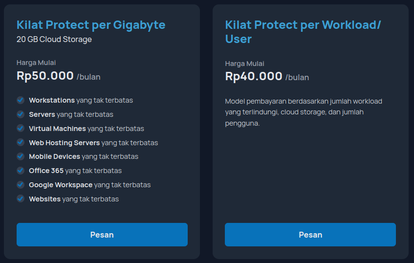 Spesifikasi dan Harga layanan Kilat Protect