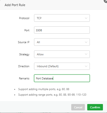 Form pengaturan port
