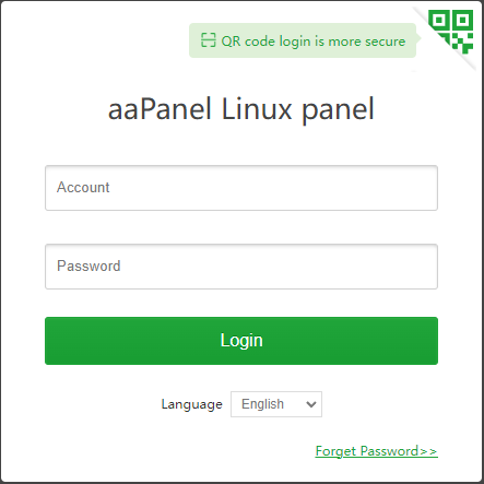 Halaman login aaPanel