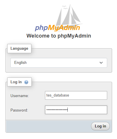 Form login phpMyAdmin