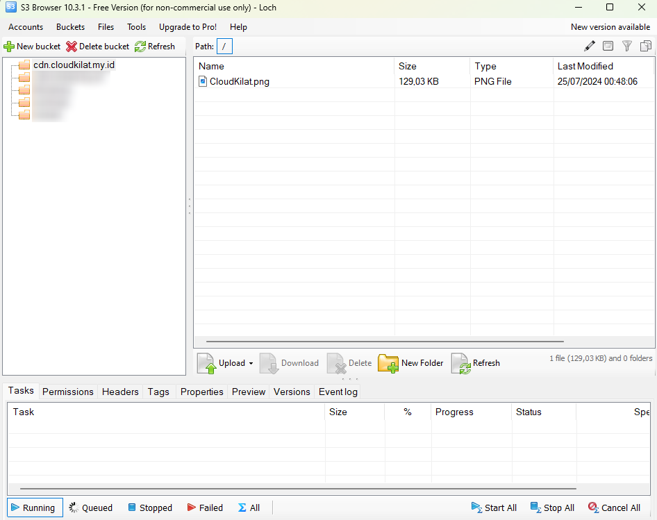 Membuat Bucket di Kilat Storage