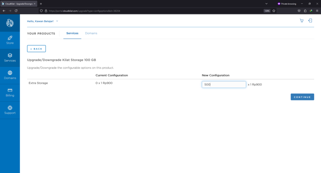 Penambahan Extra Storage
