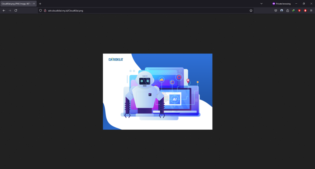 Hasil Akses Kilat Storage via Subdomain