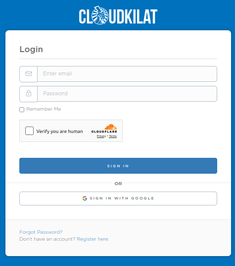 Halaman login Portal CloudKilat