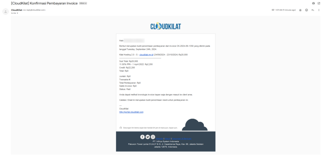 Email Konfirmasi Pembayaran