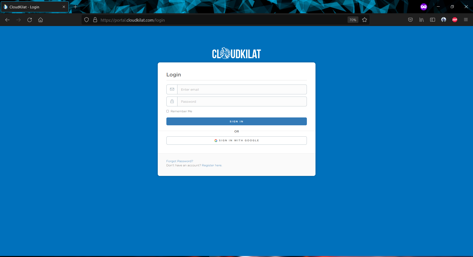 Login Form Portal ClientArea CloudKilat