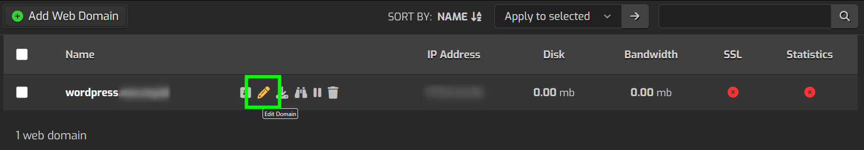 Edit domain di HestiaCP