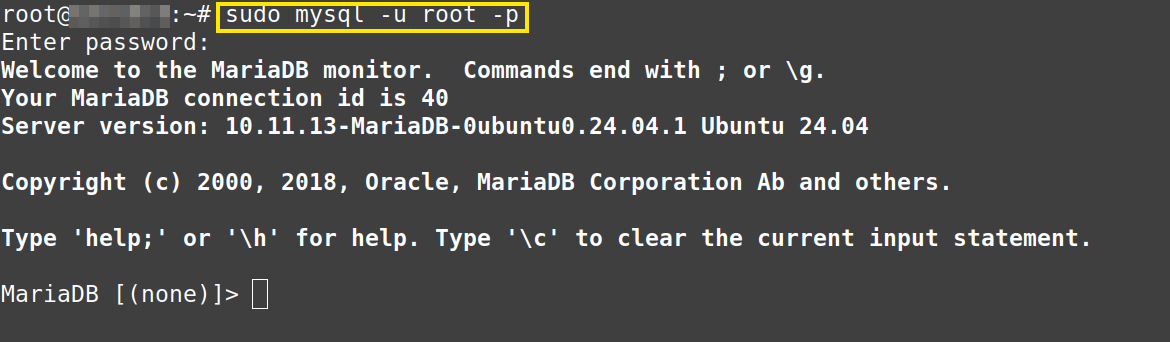 Masuk ke konsol MariaDB