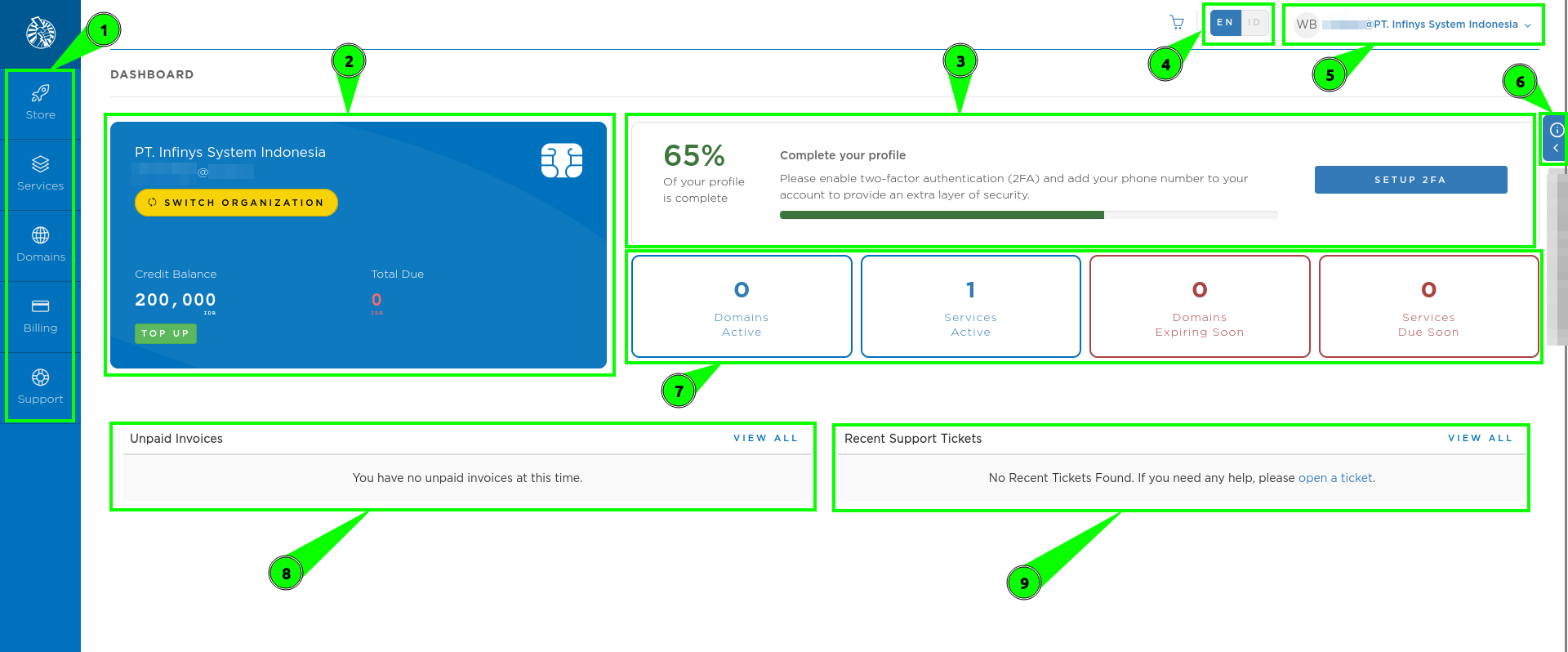 Tampilan Dashboard Portal Client CloudKilat
