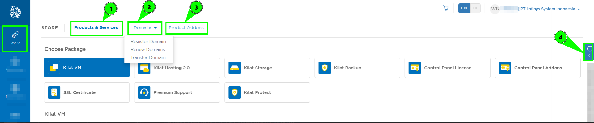 Tampilan Halaman Store Portal Client CloudKilat