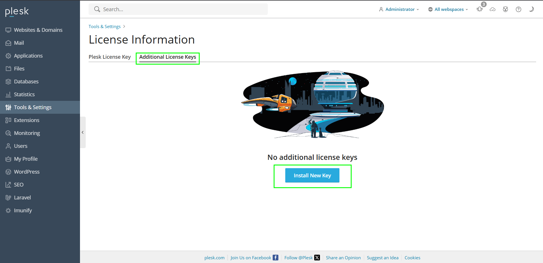 Addon Plesk Additional License Keys