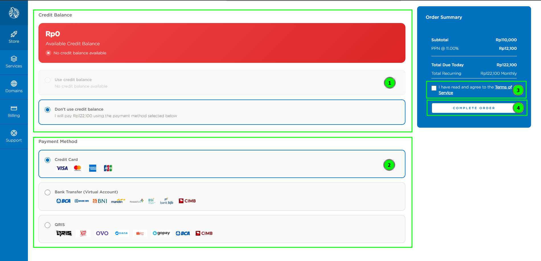 Pilih metode pembayaran