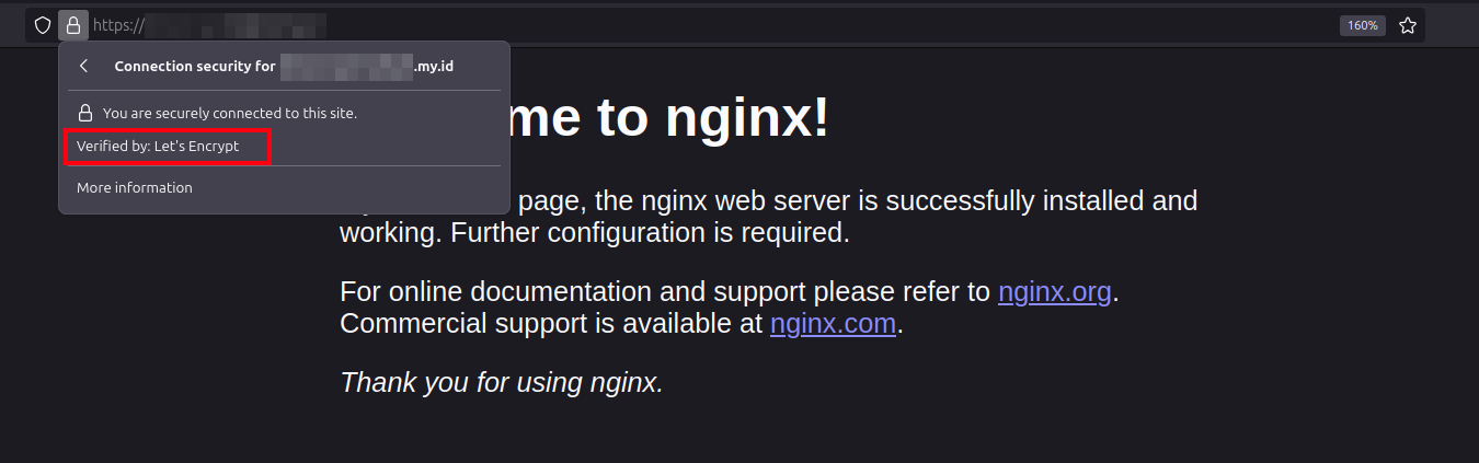 Instal Let's Encrypt - Uji Instalasi SSL dengan Mengakses Website melalui Browser 
