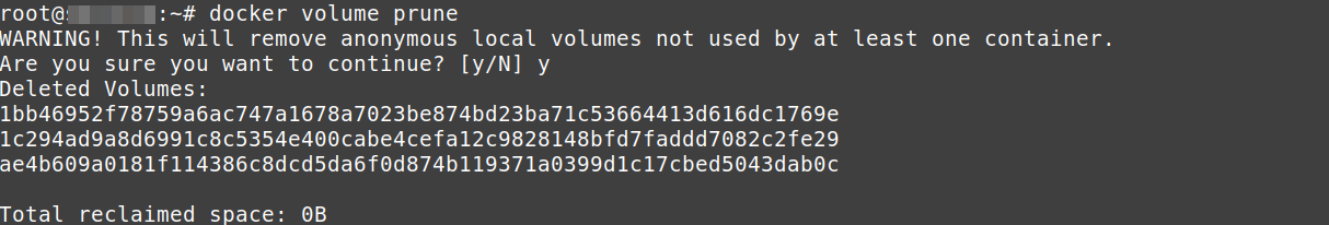Menghapus Semua Volume yang Tidak Digunakan