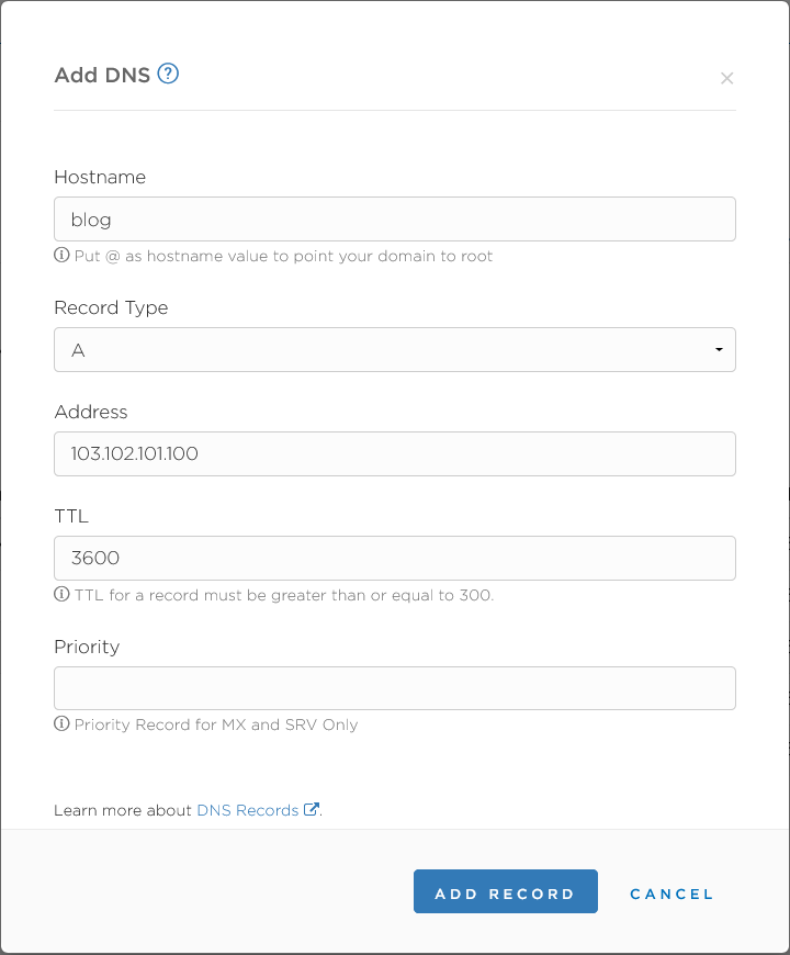 Penambahan DNS Record