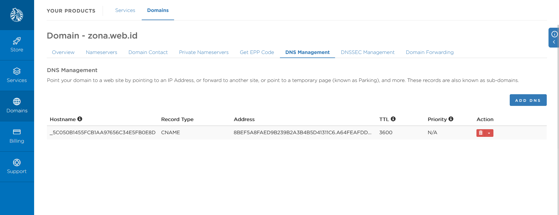 CNAME Validation Ditambahkan