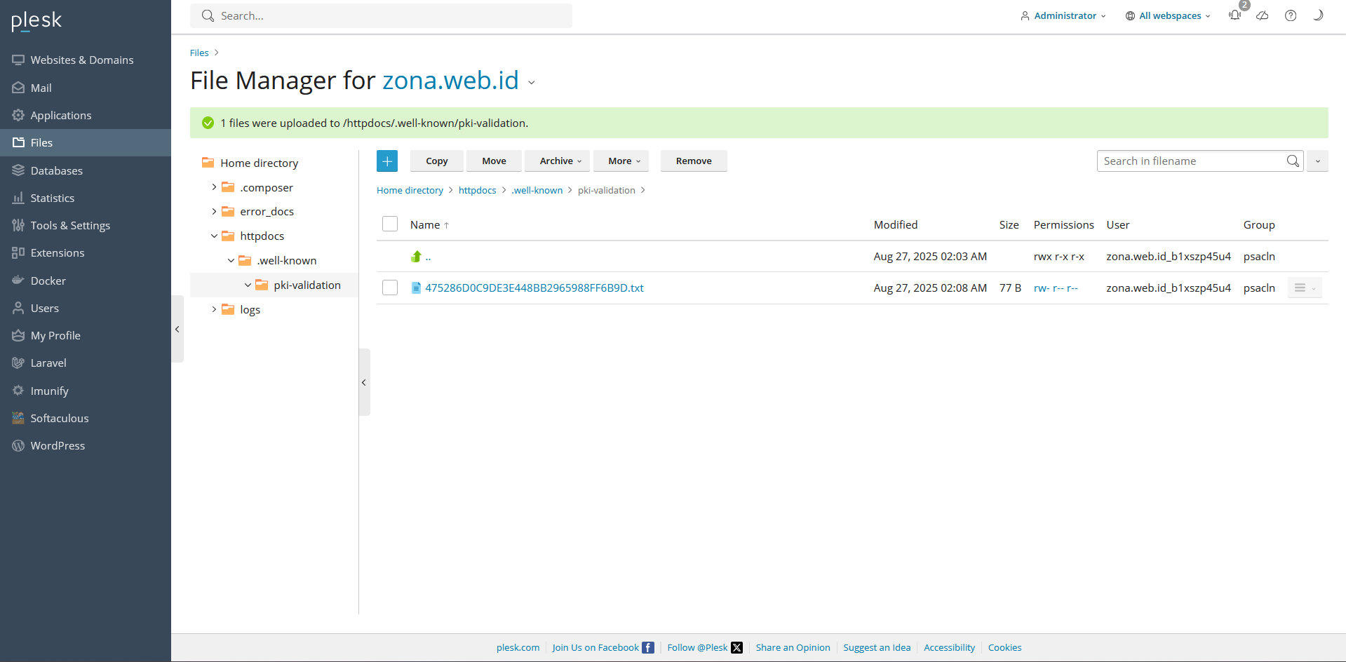 Penyimpanan File Validasi