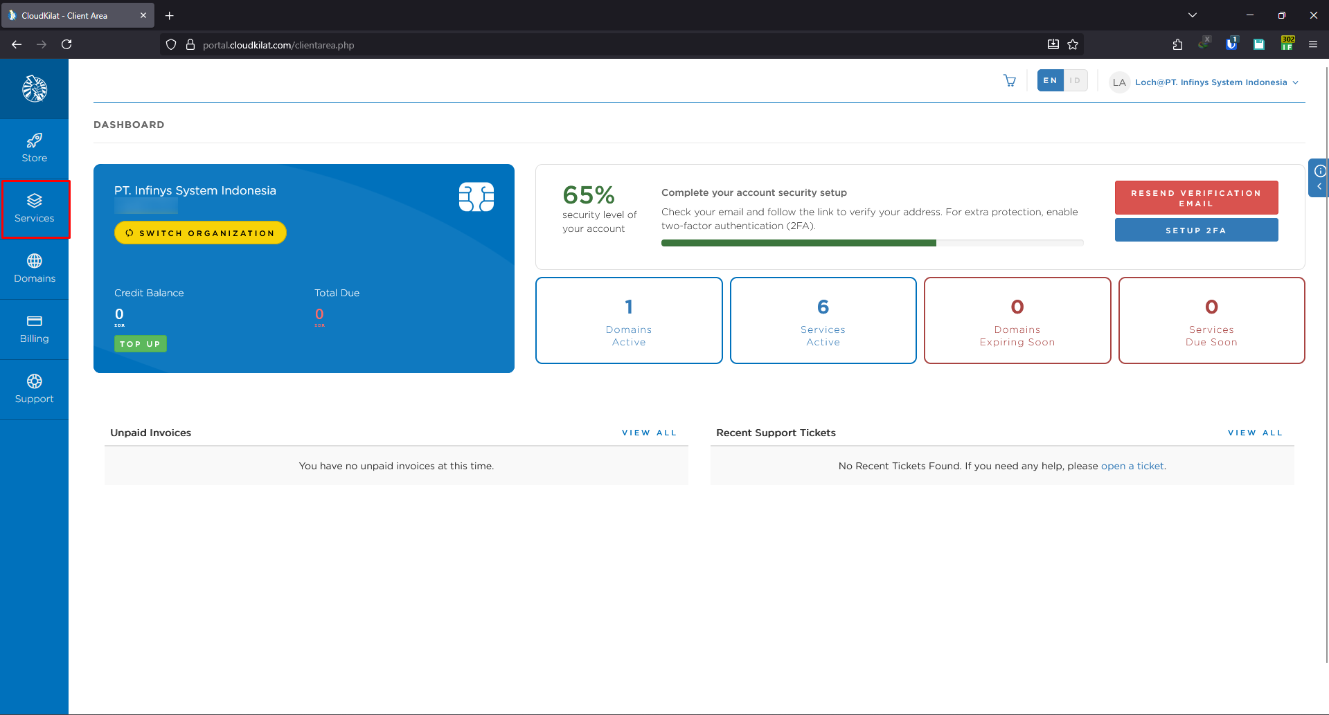 Dashboard Portal CloudKilat