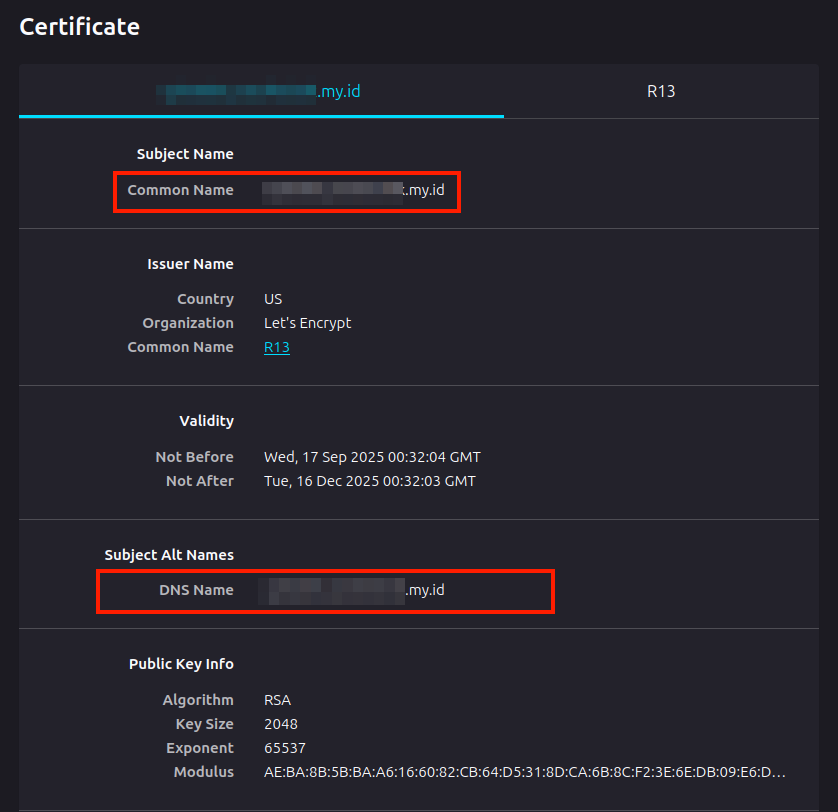 Detail Sertifikat SSL