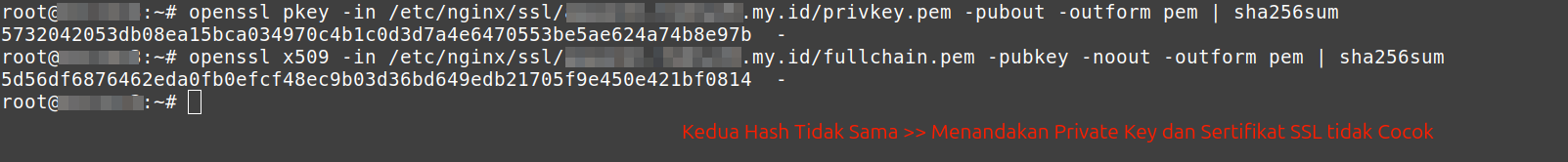 Private Key dan Sertifikat SSL Tidak Cocok